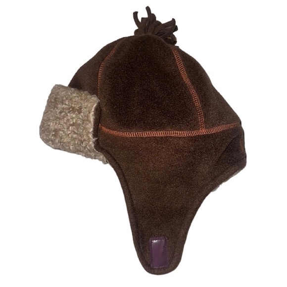 Baby GAP Brown Fleece Trapper Winter Hat Tan Sherpa Shearling Toddler M/L 4-5 yr - Picture 4 of 9